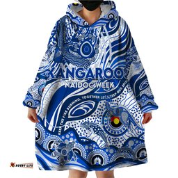 custom naidoc week 2024 kangaroos wearable blanket hoodie aboriginal animals keep the fire burning dt02