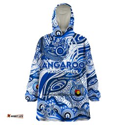 custom naidoc week 2024 kangaroos wearable blanket hoodie aboriginal animals keep the fire burning dt02