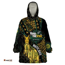 australia matildas indigenous wearable blanket hoodie naidoc 2024 keep the fire burning