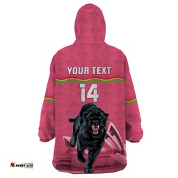 custom australia day panthers wearable blanket hoodie nrl 2024 sydney opera house with map pink