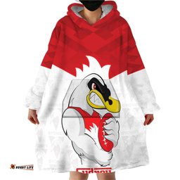 afl sydney custom wearable blanket hoodie with swans mascot simple style