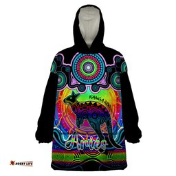 personalised australia aries kangaroo zodiac wearable blanket hoodie auz astrology aboriginal rainbow
