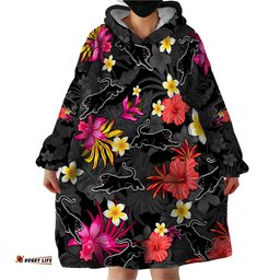 panthers rugby wearable blanket hoodie beautiful floral pattern spring summer vibe
