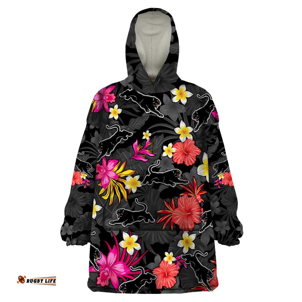 panthers rugby wearable blanket hoodie beautiful floral pattern spring summer vibe