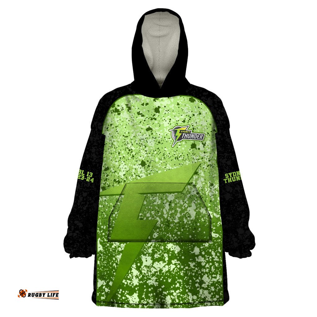 sydney thunder custom wearable blanket hoodie bbl cricket team 2024