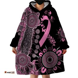 personalised aboriginal ribbons wearable blanket hoodie beautiful butterflies breast cancer awareness