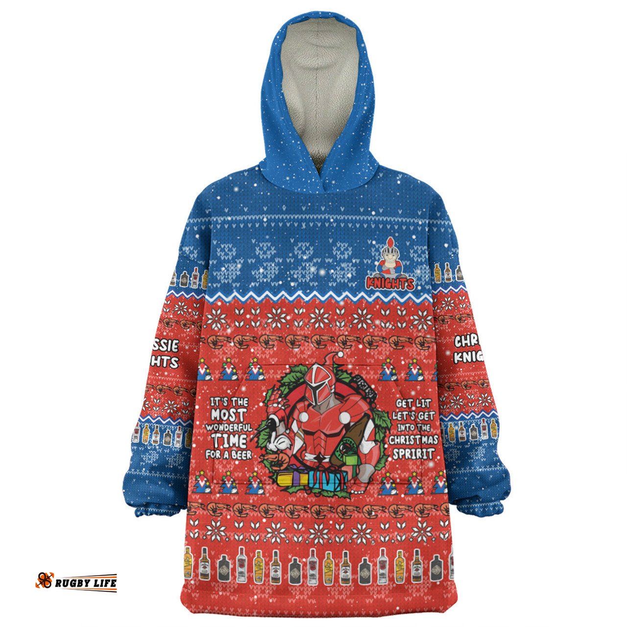 Newcastle Knights Christmas Custom Snug Hoodie - Chrissie Spirit Snug Hoodie