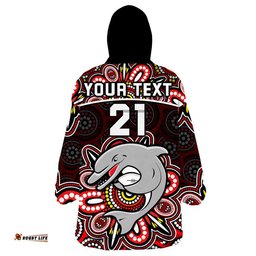 custom personalised dolphins rugby wearable blanket hoodie aboriginal dot painting