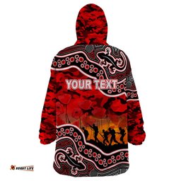 custom personalised anzac day nrl dragons wearable blanket hoodie aboriginal lizard patterns