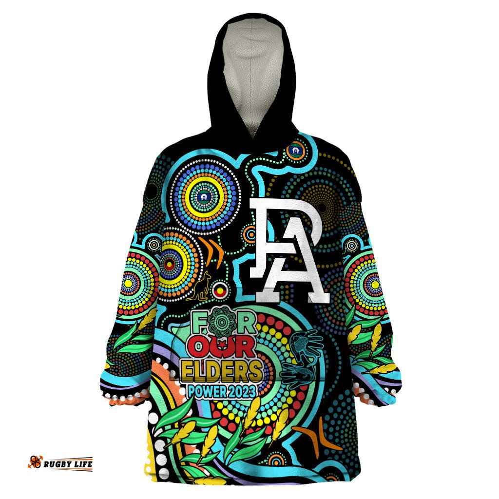 port adelaide football aboriginal art wearable blanket hoodie naidoc indigenous tribal