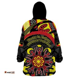 australia indigenous childrens day wearable blanket hoodie strong in culture stronger together aboriginal art