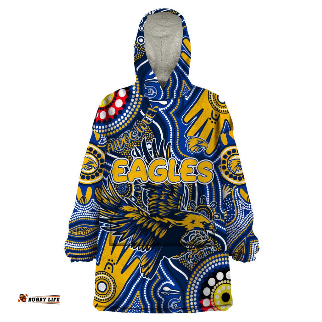 personalised naidoc week 2024 west coast eagles wearable blanket hoodie australian aboriginal hand painting dt02