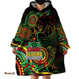 custom panthers rugby aboriginal art wearable blanket hoodie naidoc indigenous tribal