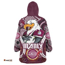 Manly Warringah Sea Eagles Snug Hoodie - Super Manly With Indigenous Culture Oodie Blanket