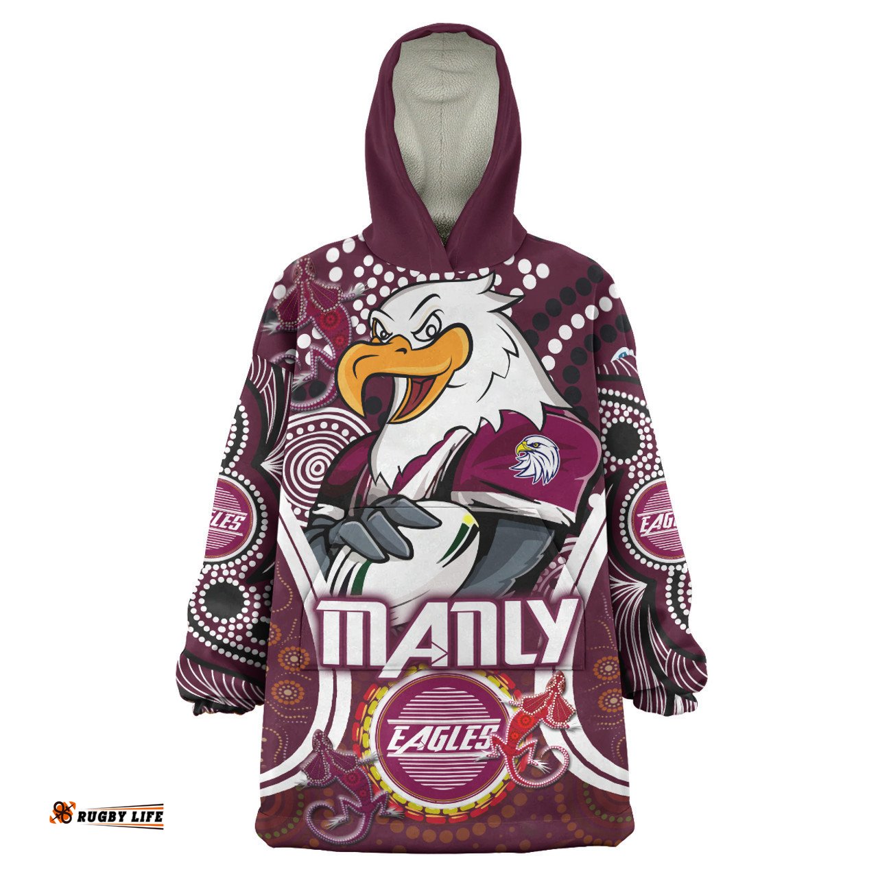 Manly Warringah Sea Eagles Snug Hoodie - Super Manly With Indigenous Culture Oodie Blanket