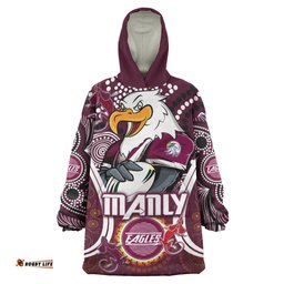 Manly Warringah Sea Eagles Snug Hoodie - Super Manly With Indigenous Culture Oodie Blanket