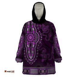 purple african dashiki with australia aboriginal art wearable blanket hoodie