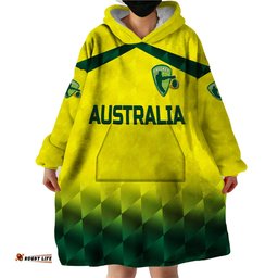 custom personalised australia cricket wearable blanket hoodie aussie unique gradient yellow vibes