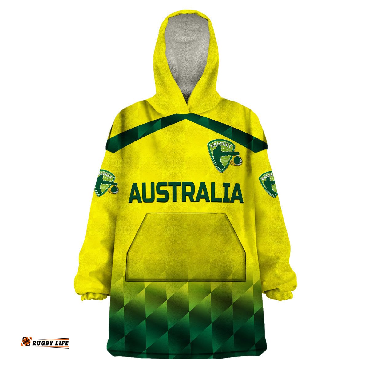 custom personalised australia cricket wearable blanket hoodie aussie unique gradient yellow vibes