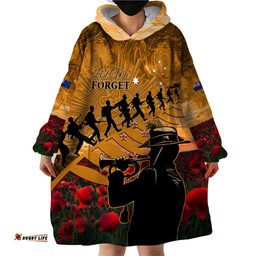 anzac day 2024 wearable blanket hoodie silver fern with a trumpet soldier lt01