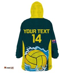custom australia water polo 2024 wearable blanket hoodie aussie shark national color version