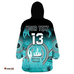custom text and number brisbane heat wearable blanket hoodie aboriginal sunshine