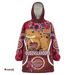 Cane Toads Snug Hoodie - Custom QLD Cane Toadss With Art Personalised Player And Number Oodie Blanket