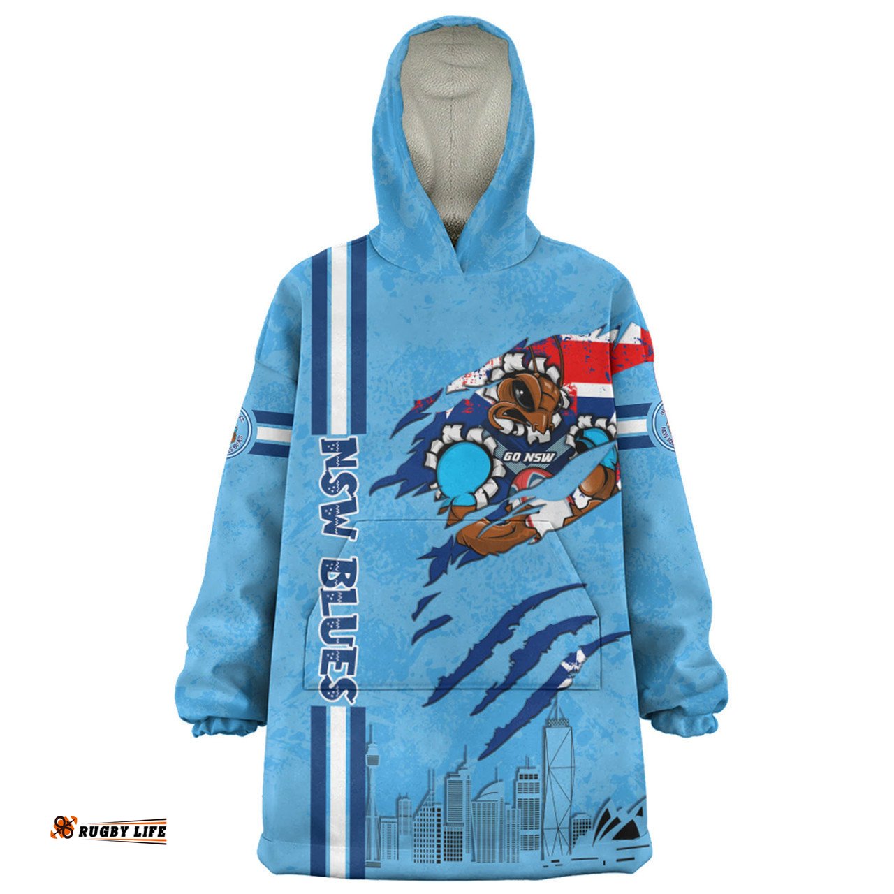 New South Wales Blues Snug Hoodie - Happy Australia Day Flag Scratch Style