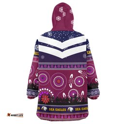 sea eagles rugby christmas snug hoodie custom sea eagles ugly christmas and aboriginal patterns wearable blanket hoodie