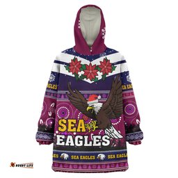 sea eagles rugby christmas snug hoodie custom sea eagles ugly christmas and aboriginal patterns wearable blanket hoodie
