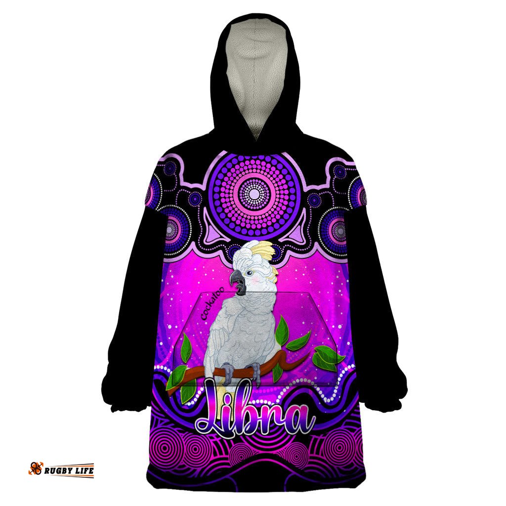 personalised australia libra cockatoo zodiac wearable blanket hoodie auz astrology aboriginal magenta