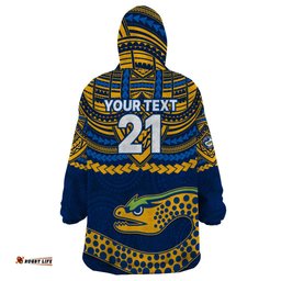 custom eels rugby wearable blanket hoodie polynesian and aboriginal vibe