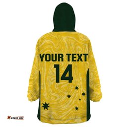 custom australia socceroos wearable blanket hoodie go aussie marble pattern sporty style