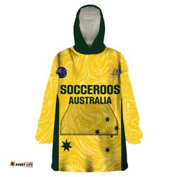 custom australia socceroos wearable blanket hoodie go aussie marble pattern sporty style