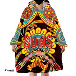 custom personalised suns football wearable blanket hoodie boomerang indigenous dots
