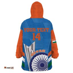 custom india cricket wearable blanket hoodie 2nd champions world cup men in blue