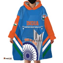 custom india cricket wearable blanket hoodie 2nd champions world cup men in blue