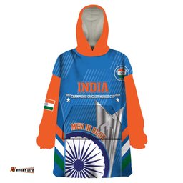 custom india cricket wearable blanket hoodie 2nd champions world cup men in blue