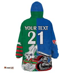 custom knights and rabbitohs mascot together wearable blanket hoodie
