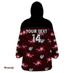 custom text and number dragons rugby wearable blanket hoodie polynesian tribal mix tropical hawaiian style