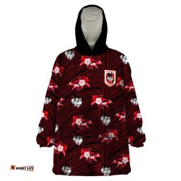 custom text and number dragons rugby wearable blanket hoodie polynesian tribal mix tropical hawaiian style