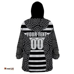 afl magpies wearable blanket hoodie mix dot aboriginal