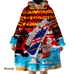 australia surfing christmas wearable blanket hoodie catch the wave dt02
