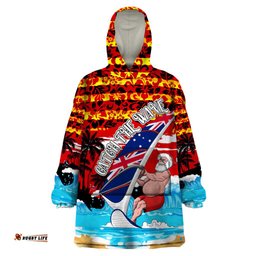 australia surfing christmas wearable blanket hoodie catch the wave dt02