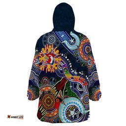 personalised roosters naidoc week 2024 wearable blanket hoodie australia aboriginal dot painting dt02