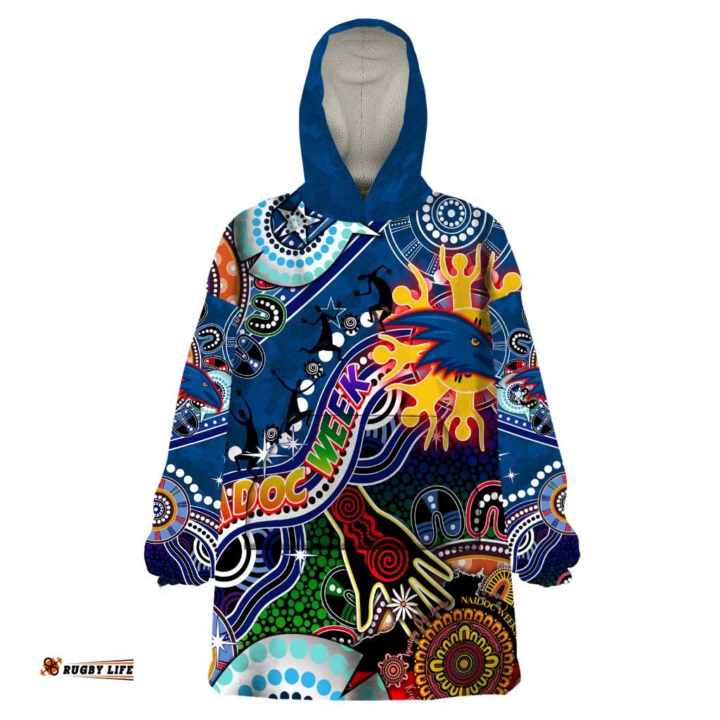 custom naidoc week 2024 adelaide crows wearable blanket hoodie australia aboriginal dot painting dt02