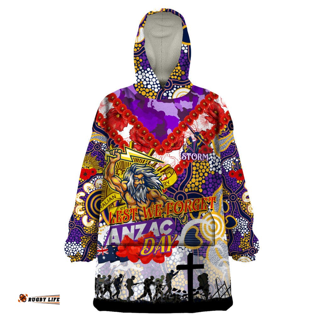 personalised storm anzac day wearable blanket hoodie aboriginal rising sun dt02