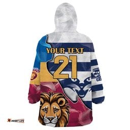 brisbane geelong football custom wearable blanket hoodie cracked metal style