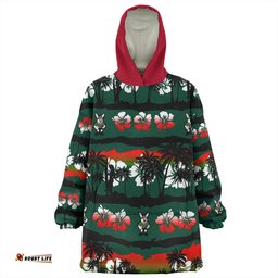 South Sydney Rabbitohs Snug Hoodie - Tropical Hibiscus and Coconut Trees