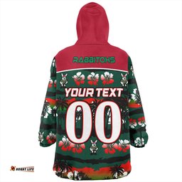 South Sydney Rabbitohs Snug Hoodie - Tropical Hibiscus and Coconut Trees